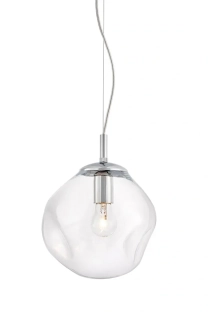 Kaspa 10411109 AVIA S - Závěsné svítidlo s nepravidelným průhledným stínidlem, chrom lesk, 1 x E27, Ø 25cm