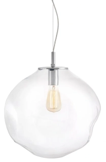 Kaspa 10413109 AVIA L - Závěsné svítidlo s nepravidelným průhledným stínidlem, chrom lesk, 1 x E27, Ø 40cm