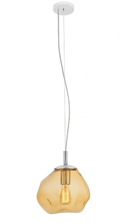 Kaspa 10416115 AVIA S - Závěsné svítidlo s nepravidelným průhledným stínidlem v jantarové barvě, 1 x E27, Ø 25cm