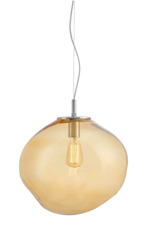 Kaspa 10418115 AVIA L - Závěsné svítidlo s nepravidelným průhledným stínidlem v jantarové barvě, 1 x E27, Ø 40cm