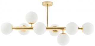 Kaspa 10756805 CUMULUS 3 - Stropní svítidlo na tyči ve zlaté barvě, bílá skla, 8 x E14, šířka 85cm