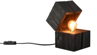Trio Leuchten 514110102 TREASURE - Stolní dřevěná lampička na noční stolek, 1 x E14, včetně LED žárovky, černé dřevo