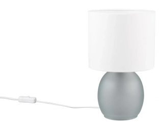 Trio Leuchten 517900111 VELA - Moderní stolní lampa se skleněnou šedou základnou a textilním stínidlem, 1 x E14, výška 29cm