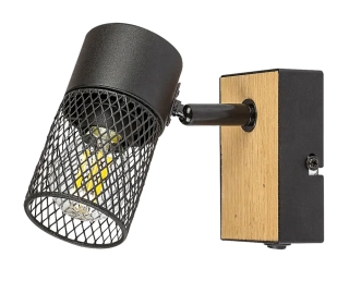 Rabalux 71151 METTA - Naklápěcí nástěnná lampička se dřevěným prvkem s vypínačem, 1 x E14