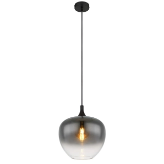 Globo 15548H1 MAXY - Závěsný černý lustr s kouřovým stínidlem, 1x E27, Ø 29cm 