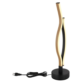 Globo 67206TW GERONIMO - Stolní moderní černá LED lampička s prvekm v imitaci dřeva, LED 12W, 3000K , 47cm