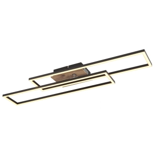 Globo 67208-30 DAKARI - Moderní LED stropní lustr v černé barvě s MDF dřevem, LED 30W, 3000K , 80 x 60cm