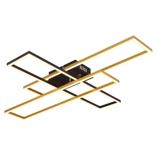 Globo 67208-40G DAKARI - Moderní LED stropní lustr v černé barvě se zlatým prvkem, LED 40W, 3000K , 80 x 60cm