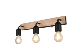 Trio Leuchten 284470332 ARTURO - Nátěnné koupelnové svítidlo s vypínačem v imitaci dřeva, 3 x E27, IP44, 45cm