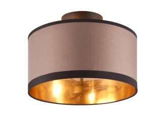 Trio Leuchten R61552041 DAVOS - Stropní lustr s textilním stínidlem v hnědé barvě, 2 x E14, Ø 30cm