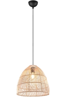 Trio Leuchten R31131036 RIKE - Závěsný lustr s ratanovým stínidlem, 1 x E27, Ø 35cm