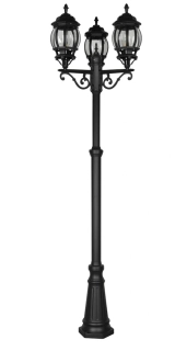 Trio Leuchten 406960332 ELVO - Zahradní vysoká trojramenná stojací lampa v černé barvě ,IP44, výška 240cm, 3 x E27