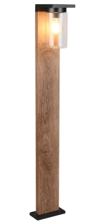 Trio Leuchten 411660135 ARDILA - Stojací venkovní svítidlo v imitaci dřeva s možností aktivace automatického senzoru DEN / NOC, IP44, 1 x E27, 100cm