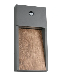 Trio Leuchten 246969135 SALMON - Nástěnné venkovní LED svítidlo v imitaci dřeva se senzorem, LED 11W, 3000K, IP44