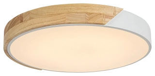 Rabalux 3527 MAPLE - Stropní kulatý lustr v bílé barvě se dřevěným prvkem, LED 24W, 3000K, Ø 41,5cm