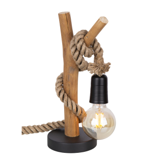 Globo 52060146X  NERIDA - Stolní dřevěná lampa s omotaným lanem, 1 x E27, 40cm