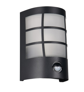 Trio Leuchten R26459132 SINTRA - Nástěnné venkovní svítidlo v černé barvě s čidlem pohybu, 1 x E27, IP44