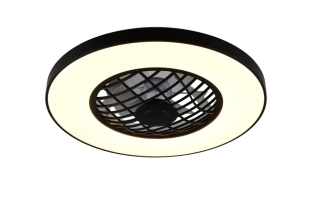 Trio Leuchten R64462102 LINKöPING - Stropní černý RGB LED ventilátor s dálkovým ovladačem a bluetooth reproduktorem, LED 53W, 2700-6500K, Ø 59cm