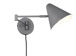 Trio Leuchten 263970142 COSIMA - Nástěnná lampa na kloubech s kabelem do zásuvky v antracitově šedé barvě, 1 x E14