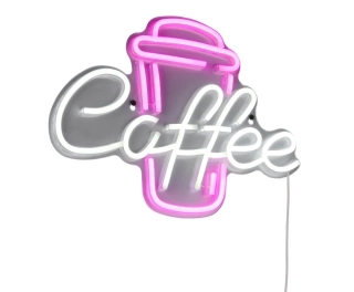 Trio Leuchten R23751100 COFFEE - Nástěnné neonové svítidlo s kabelem do zásuvky, LED 5W, 40 x 30cm