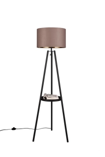 Trio Leuchten R41561032 COLETTE - Stojací lampa s kovovou černou trojnožkou a textilním stínidlem, 1 x E27, 152cm
