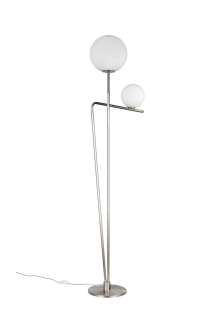 Trio Leuchten 468900207 FLAMING - Moderní stojací lampa v matném niklu s vypínačem, 1 x E27 + 1 x G9, 180cm