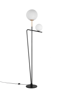 Trio Leuchten 468900280 FLAMING - Moderní stojací lampa v černé a zlaté barvě s nášlapným vypínačem, 1 x E27 + 1 x G9, 180cm