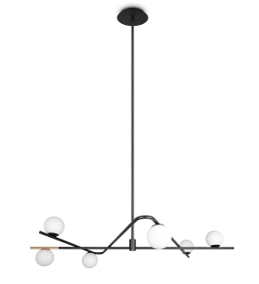 Trio Leuchten 368900680 FLAMING - Moderní svítidlo na tyči v černo zlaté barvě, 6 x G9, 120 x 73,5cm