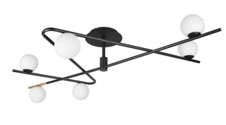 Trio Leuchten 668900680 FLAMING - Moderní stropní svítidlo v černé a zlaté barvě, 6 x G9, 120 x 73,5cm