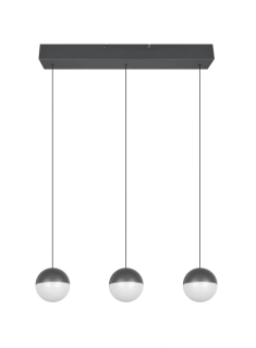 Trio Leuchten R33553142 SENTA - Závěsné svítidlo nad jídelní stůl se stínidly v antracitové barvě, LED 15W, 3000K, 62cm