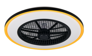 Trio Leuchten R69272180 VARPULA - Stropní LED černý ventilátor s dálkovým ovladačem, LED 28W, 2700-6500K, Ø 55cm