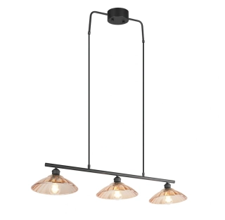 Trio Leuchten R36523032 ELUNA - Závěsný vintage lustr nad jídelní stůl s jantarovými skly, 3 x E27, 100cm