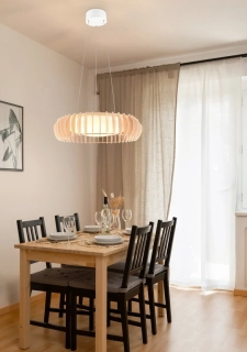 Trio Leuchten R32171930 MONTE - Závěsný dřevěný lustr nad jídelní stůl stmívatelný ovladačem, LED 40W, 3000 - 6500K, Ø 60cm
