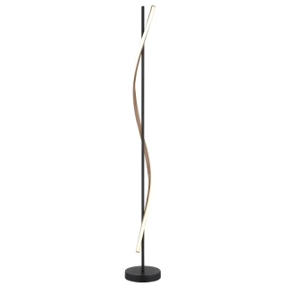 Globo 67354S WATKINS - Stojací lampa v matné černé barvě s imitací dřeva 30W, 3000K, 150cm