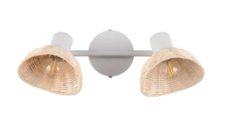 Trio Leuchten R86782031 CALVI - Stropní bílá lampa s ratanovými stínidly, 2 x E14