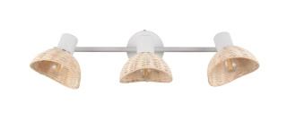 Trio Leuchten R86783031 CALVI - Stropní bílá lampa s ratanovými stínidly, 3 x E14