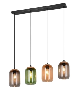 Trio Leuchten 364600417 CORK - Závěsný čtyřramenný lustr se skleněnými stínidly, 4 x E27, 90cm
