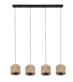 Trio Leuchten 366800436 SMILLA - Závěsný čtyřramenný lustr se stínidly z juty, 4 x E27, 121cm