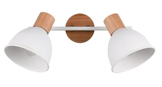 Trio Leuchten R86672031 DELUME - Stropní bílá dvojbodovka se dřevem, 2 x E27