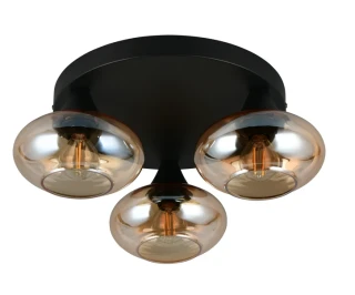 Trio Leuchten R66643013 DIVINA - Stropní černý lustr s jantarovými skleněnými stínidly, 3 x E14