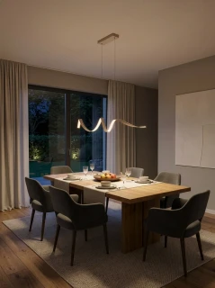 Trio Leuchten R39461143 TIVOR - Závěsné LED béžové svítidlo nad jídelní stůl, LED 17W, 3000K, 109cm