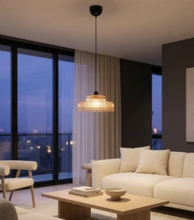 Trio Leuchten R36761013 ABELLA - Závěsný lustr se skleněným jantarovým stínidlem, 1 x E27